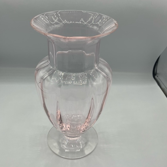 Fenton Accents 93s Tiffin Pale Pink Glass Vase Urn Style Tall Flower Fluted Vases